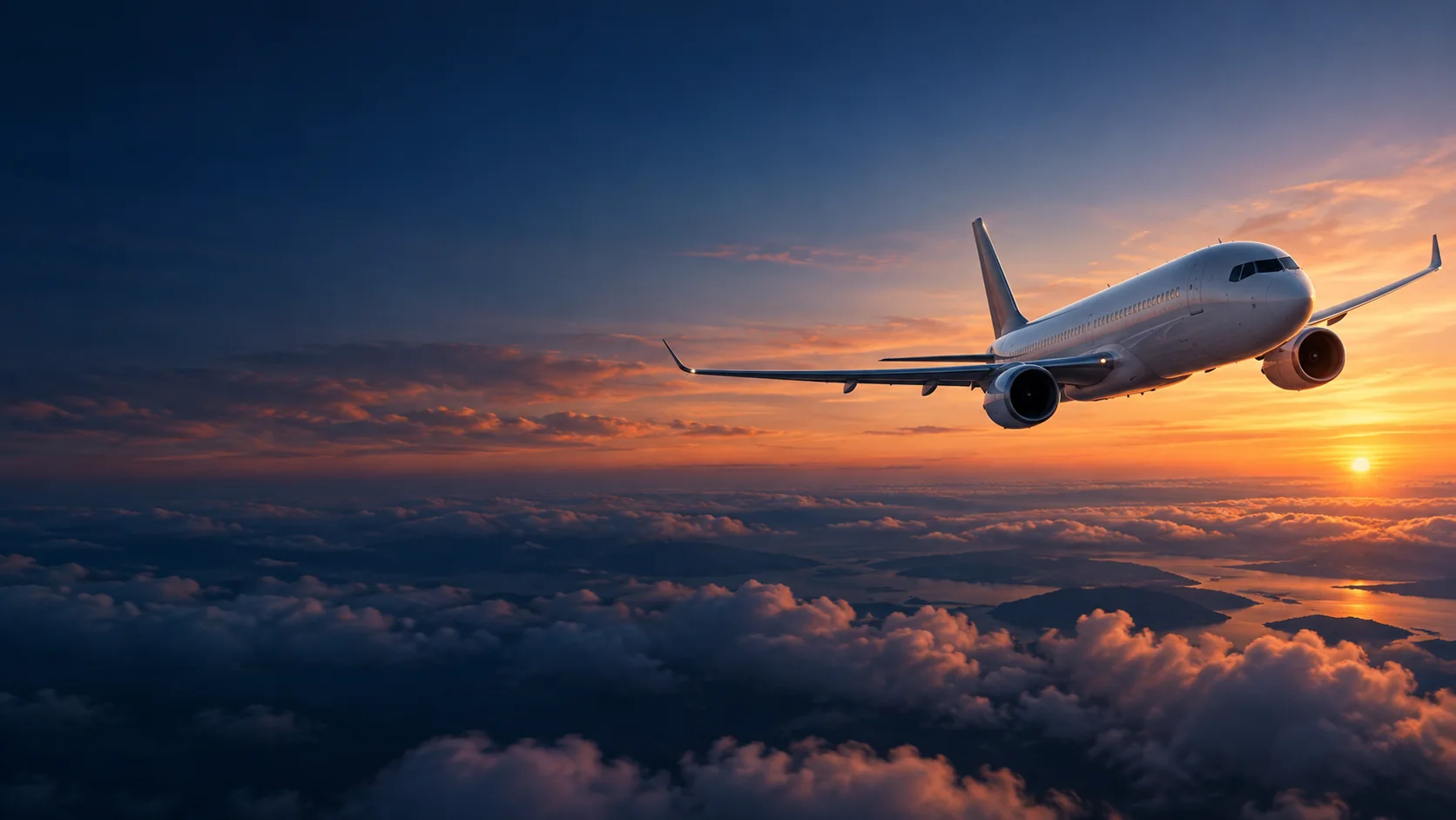 Illustrative commercial aircraft in flight