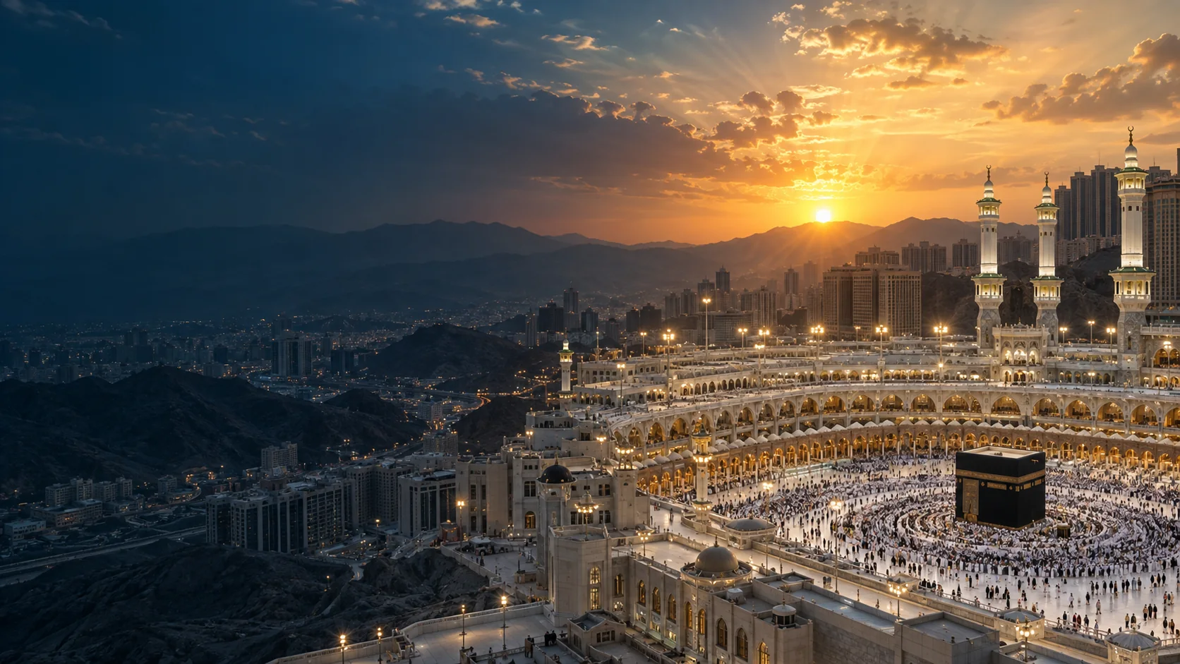 Illustrative Hajj travel scene